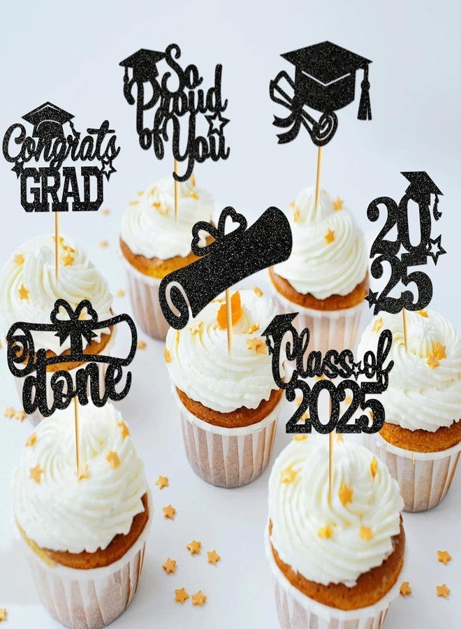 Incrizma Graduation Cupcake Toppers 2025 Graduation Decorations Class of 2025 Cupcake Picks Congrats Cupcake Toppers 2025 Congrats Party Decorations 2025 - Image 3